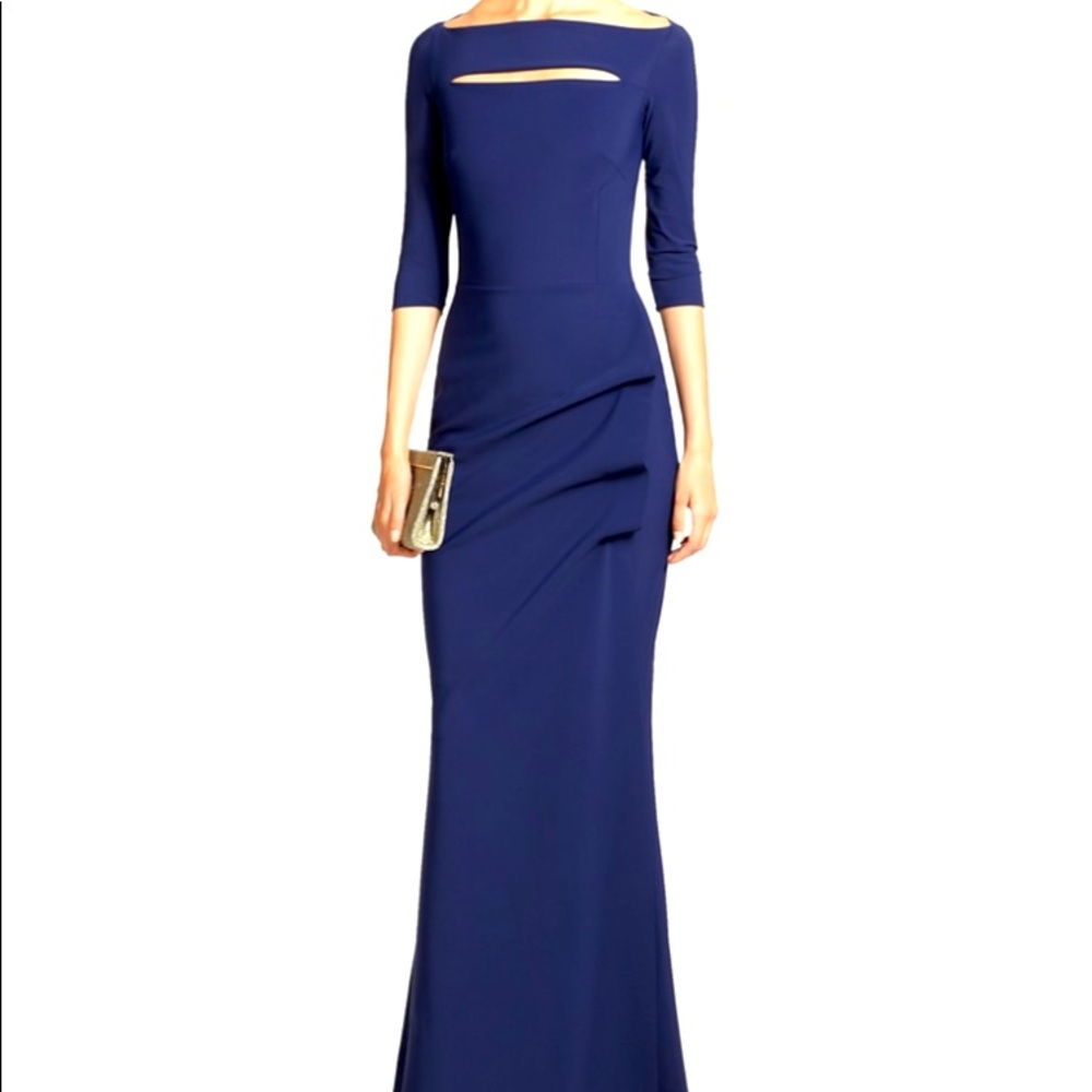 Chiara Boni Couture boatneck gown, slit. SFA